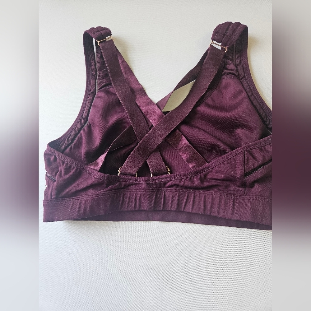 Fabletics-M Burgundy  Sports Bra with Racerback and Wide Elastic Band - Picture 3 of 6